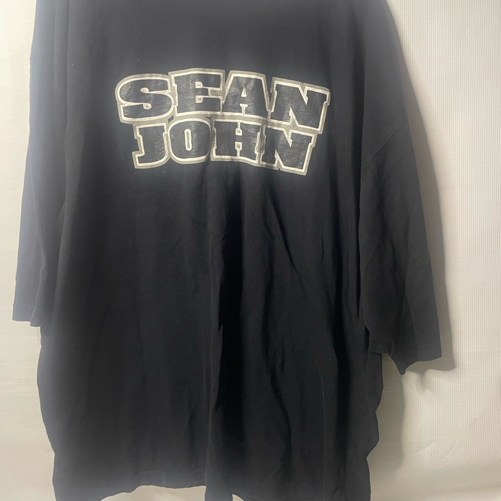 XXXL vintage y2k Sean John Black Graphic T-Shirt grey collar